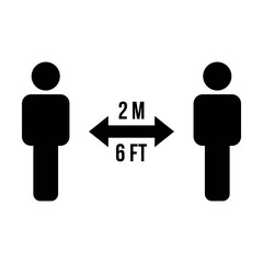Social distancing icon vector symbol of keep safe distance sign in a glyph pictogram illustration