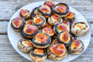  Delicious   Homemade Baked champignon caps stuffed with   bacon and cheese 