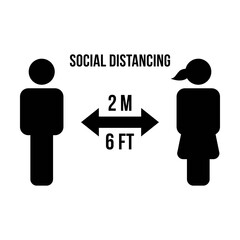 Social distancing icon vector symbol of keep safe distance sign in a glyph pictogram illustration