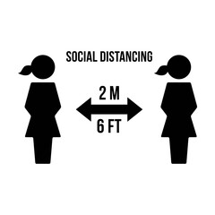 Social distancing icon vector symbol of keep safe distance sign in a glyph pictogram illustration