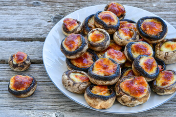 Delicious   Homemade Baked champignon caps stuffed with   bacon and cheese 