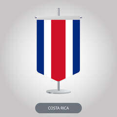 Costa Rica vertical desk flag on light grey background. Costa Rica vertical table flag isolated on grey background
