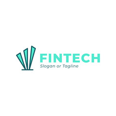 Fintech theme logo template vector colored light blue