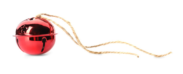 Shiny red sleigh bell isolated on white