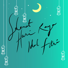 Selamat hari raya idul fitri means happy eid al fitr vector illustration. Eid al fitr greeting card template design.