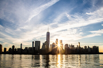 Sunrise over the New York Skyline in New York city