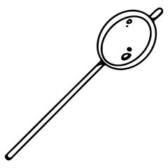 Clip-art green matcha spoon for ceremony isolate on white background. Doodle contour line digital illustration. Print for sticker, postcard, menu, packaging, brand, cafe, coloring page.