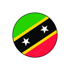 Saint Kitts and Nevis Circle Flag Vector Icon Button for North American Island Concepts. 