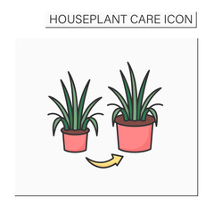 Repot glyph icon. Transplant overgrown plant to big pot. Home gardening. Houseplant care concept.Isolated vector illustration