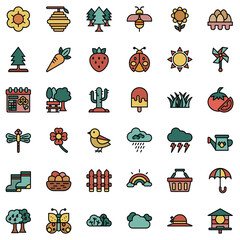Spring Icon Set, Filled Outline style