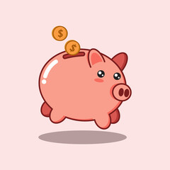 piggy bank cartoon icon illustrator
