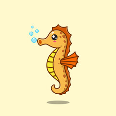 cartoon cute seahorse popping bubbles © Nyco_art
