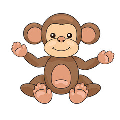 Obraz premium Cartoon cute monkey. Vector animal illustration.
