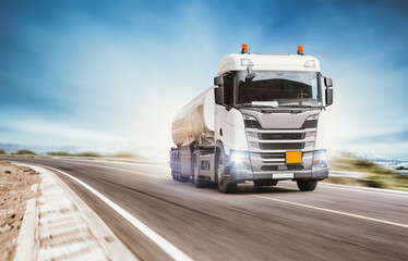 Fototapeta na wymiar Truck Transport Lorry in motion