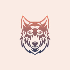 Head of a wolf. Vector illustration. Simple wolf head logo icon.