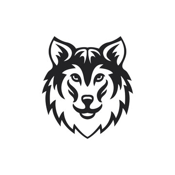 Head of a wolf. Vector illustration. Simple wolf head logo icon.