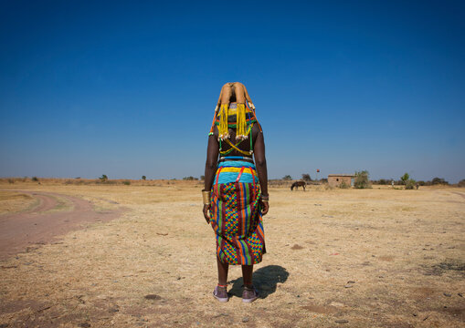 Mumuhuila Woman In Traditional Clothes Wearing Sneakers, Hale Village, Angola