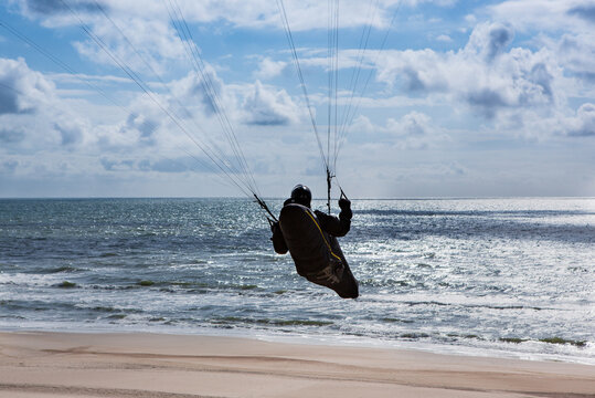 kite surfing on the beach
