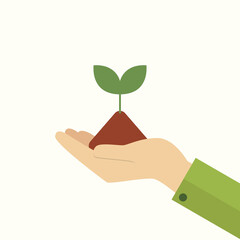 Hand holding young plant