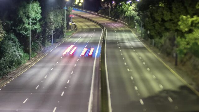 Time lapse of traffic on Sydney road taken with tilt-shift lens