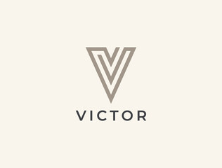 Unique modern creative elegant letter V logo template. Vector icon.