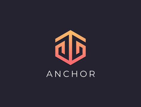 Anchor logo icon design template. Modern geometric line anchor vector logotype.
