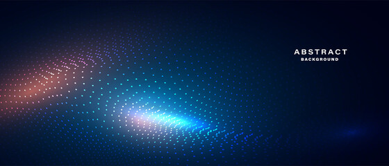 Abstract digital technology background with glowing particle wave. vector illustration.	

