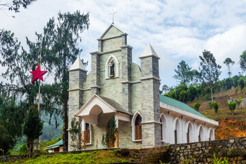 Fototapeta na wymiar Church in Mountain Hill Munnar
