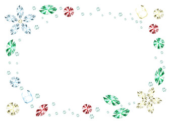 キラキラと輝く宝石のフレーム素材　花型