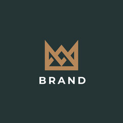 Geometric creative crown logo design.  Vector template. Royal crown symbol logotype.

