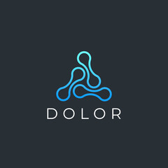 Abstract digital connection technology logo. Simple tech design. Modern bright flow shape icon.