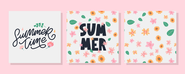 summer sale banner with flowers letter vector