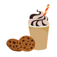 Paper cup. Cookies. 