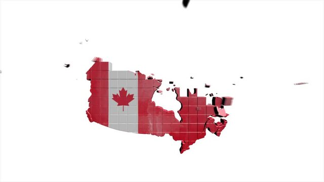 Canada Map Showing Up Intro By Regions 4k animated Canada map intro background with countries appearing and fading one by one and camera movement