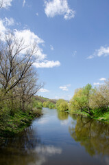 Fototapeta na wymiar Beautiful sunny landscape with the river. Ukraine.