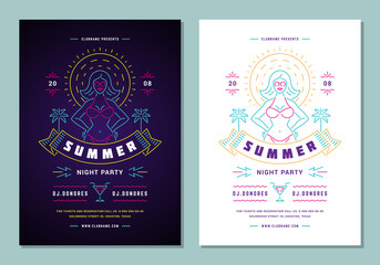 Summer party design poster or flyer night club event