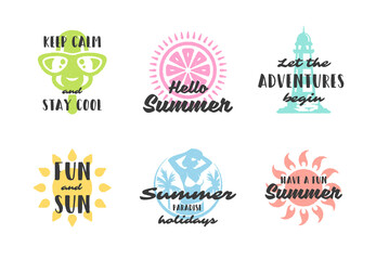Summer holidays typography inspirational quotes design for posters or apparels set