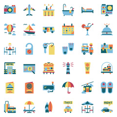 Travel icon set, Flat style 