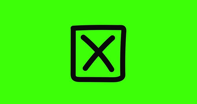 Animation of a cross in the answer sheet. Negative answer. Not. Test or voting concept. 4K animation with alpha channel.
