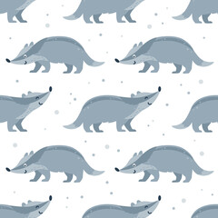 Childish seamless pattern with badgers.