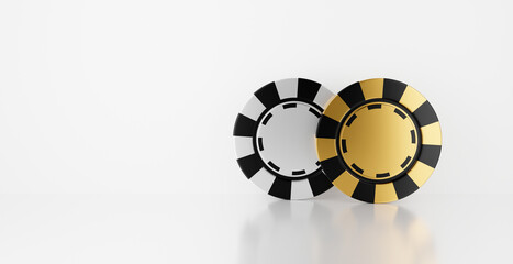 3D render of casino chips isolated on white background for jackpot winner and gamble concept.