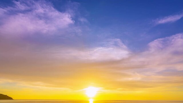 4K Time lapse of Majestic sunset or sunrise landscape Amazing light of nature cloudscape sky and Clouds moving away rolling 4k colorful sunset light dramatic clouds in golden hour Footage timelapse