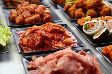 Freshly prepared Korean food