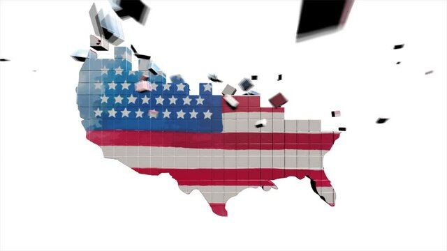 Map of United States of America showing different states. Animated usa contiguous lower 48 u.s. state map on an isolated chroma key background