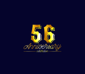 Fototapeta premium Creative Gold Colors Design Alphabet, Celebration 56 Year Anniversary, Banners, Posters, Card Material, for this
