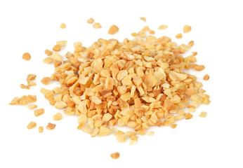 Granulated garlic isolated on white background.