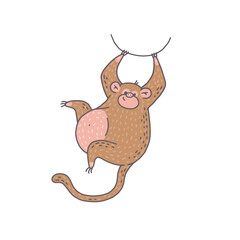 Cute monkey animal. Cartoon colorful character illustration.