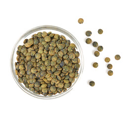 french lentils isolated on white background