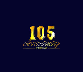 Creative Gold Colors Design Alphabet, Celebration 105 Year Anniversary, Banners, Posters, Card Material, for this