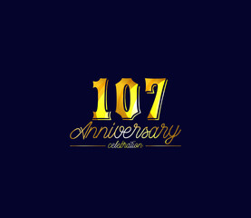 Creative Gold Colors Design Alphabet, Celebration 107 Year Anniversary, Banners, Posters, Card Material, for this